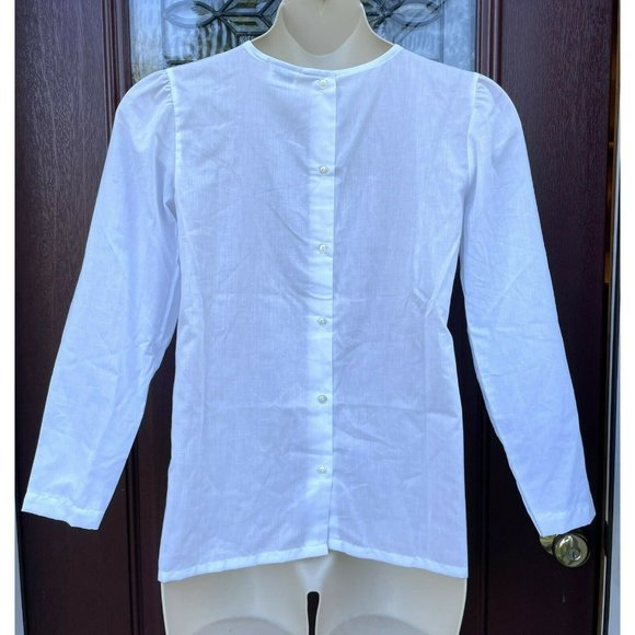 Vtg Bedford Fair Blouse Pastel Flower Collar Embroidery Secretary 80s Modest - Picture 3 of 10